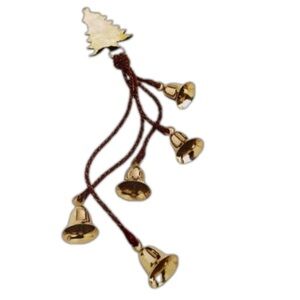 Brass Pine Tree and 5 Brass Bells Swag for Door or Window New in Box